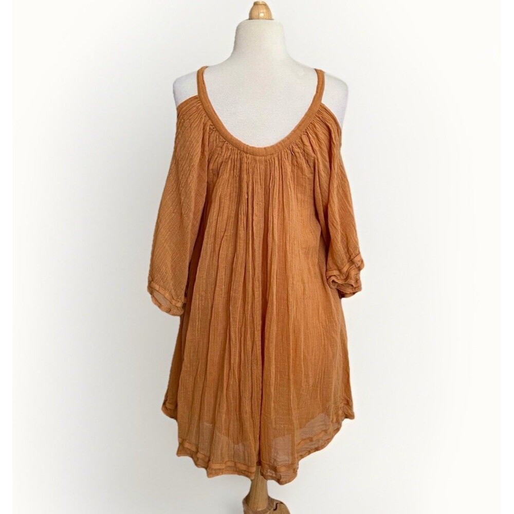 Talisman Australia Women’s Sz S Santiago Tumeric Gold Gauzy Dress Hippie Fairy - Picture 3 of 9